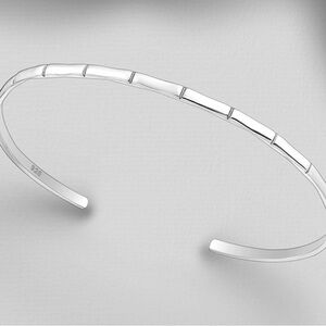 ✨ Thin 925 Sterling Silver Bamboo Cuff Bracelet ✨